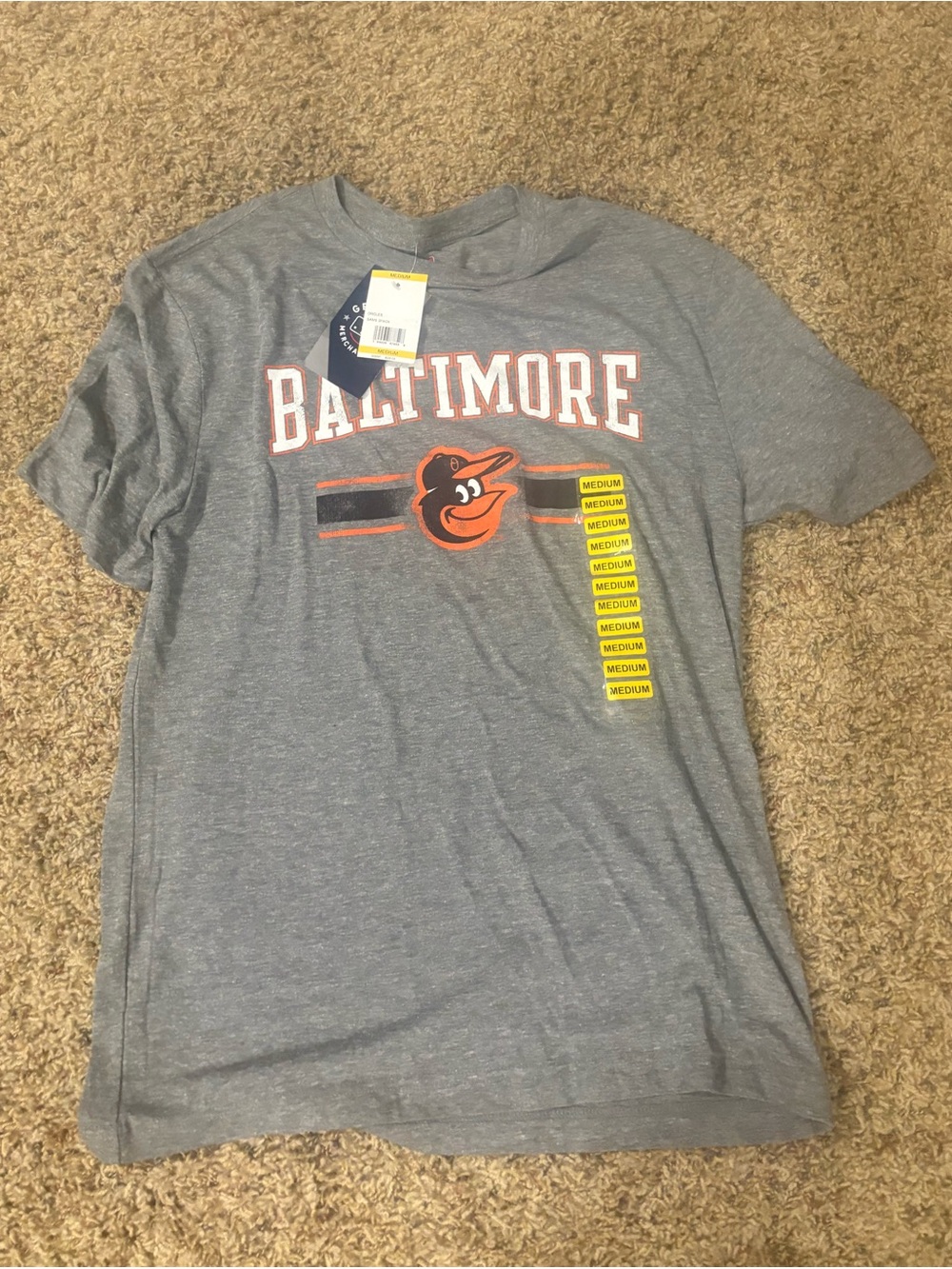 MLB Baltimore Orioles Gray Tee with Orange Logo